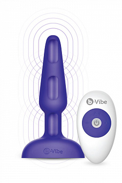 Фиолетовая анальная вибропробка с 3 источниками вибрации TRIO REMOTE CONTROL PLUG  PURPLE - 13,5 см. b-Vibe BV-002-PUR с доставкой 