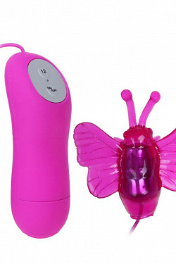 Розовый вибростимулятор с насадкой в виде бабочки Baile BI-014198 с доставкой 