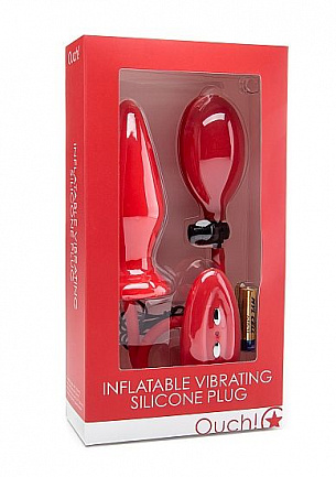         Inflatable Vibrating Silicone Plug - 12,2 . Shots Media BV OU119RED -  