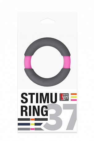 Серое эрекционное кольцо NEON STIMU RING 37MM GREY/PINK Dream Toys 21041 - цена 