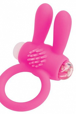 Розовое эрекционное виброкольцо A-toys с ушками  769002 с доставкой 