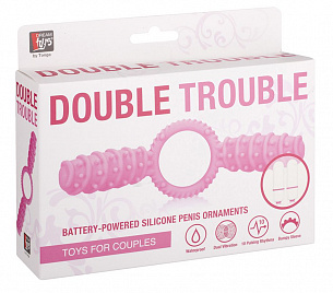 Розовое эрекционное виброкольцо с двумя лепестками Dream Toys 20567 - цена 