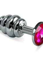 Ребристая серебристая пробка с рубиновым кристаллом - 7,6 см. Lovetoy RO-SSR02 с доставкой 