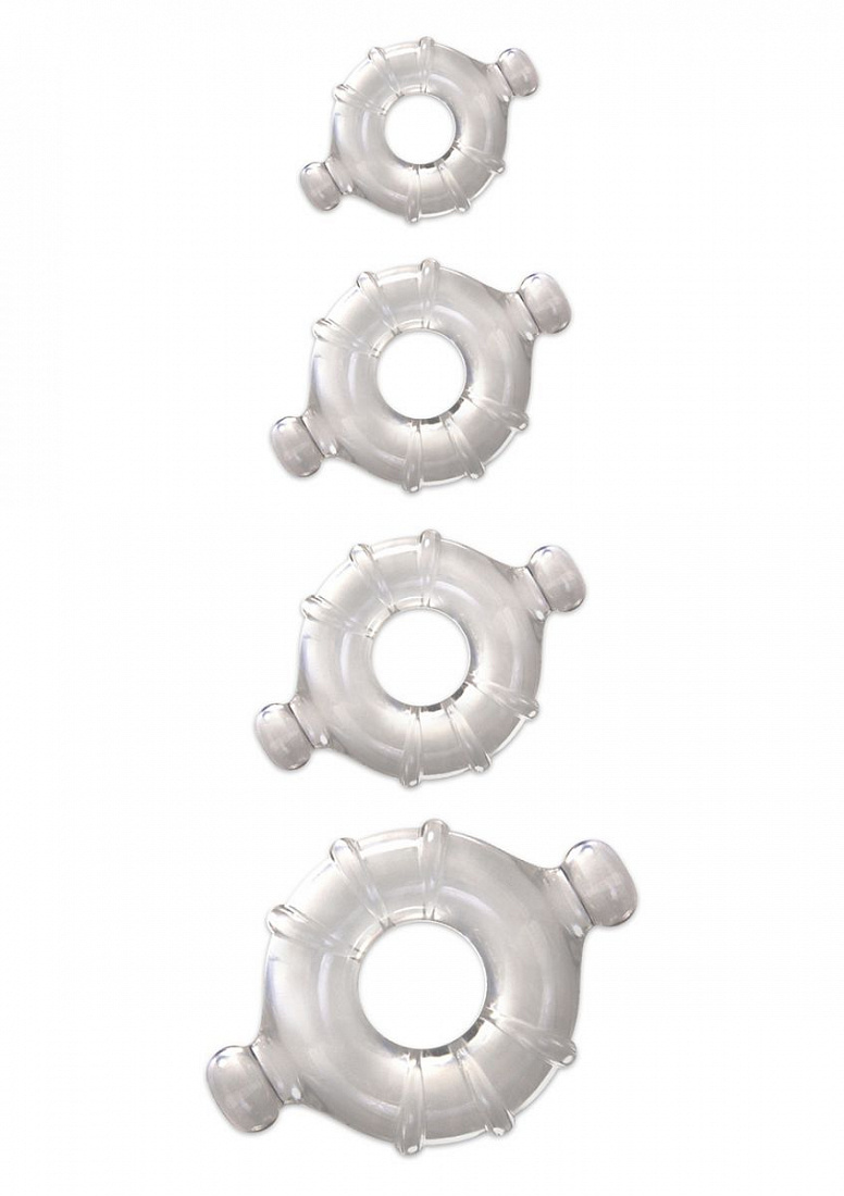 Набор из 4 прозрачных колец разного диаметра Renegade Vitality Rings NS Novelties NSN-1116-61 - цена 