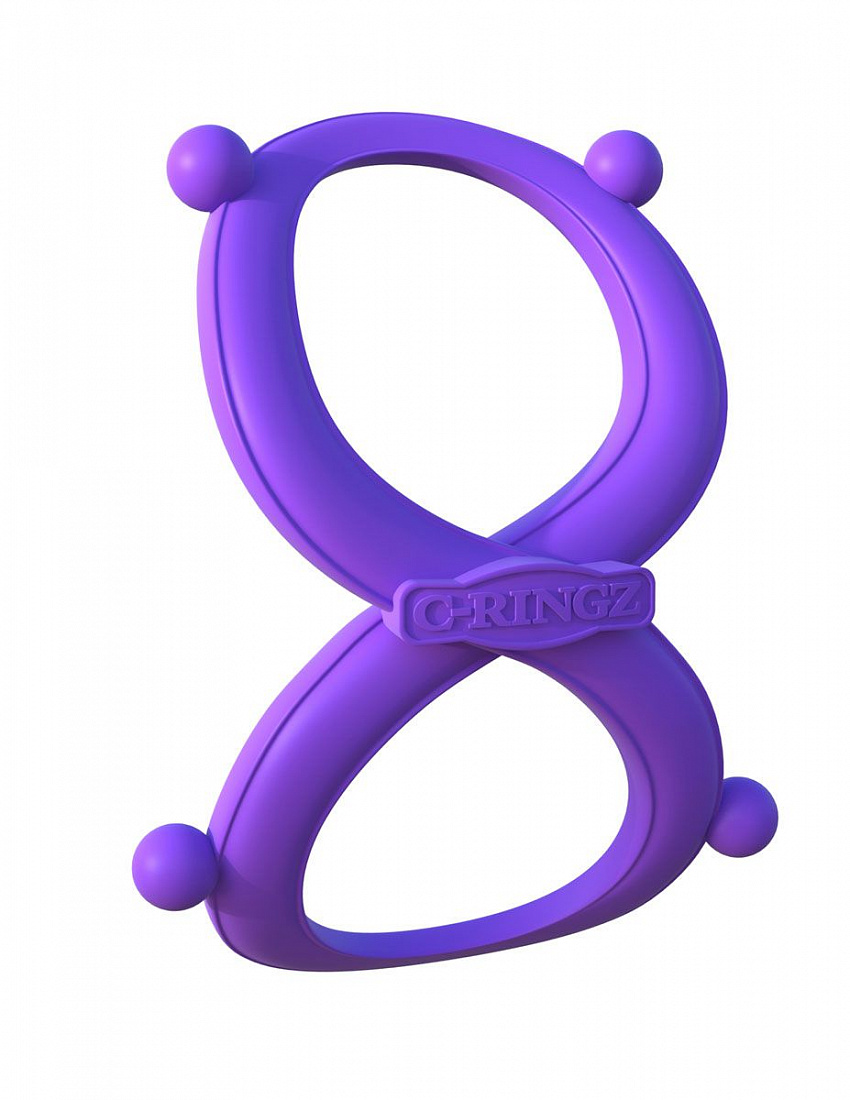 Фиолетовое эрекционное кольцо на пенис и мошонку Infinity Ring Pipedream PD5801-12 - цена 