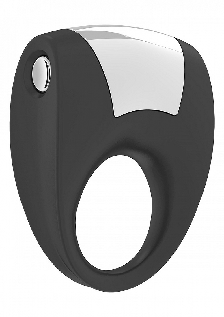 Чёрное эрекционное кольцо B8 с вибрацией OVO B8 BLACK - цена 