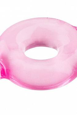 Розовое эрекционное кольцо с ушками для удобства надевания BASICX TPR COCKRING PINK Dream Toys 20674 с доставкой 