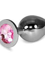 Большая серебристая втулка с розовым кристаллом - 10,1 см. Lovetoy RO-SL06 с доставкой 