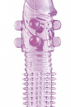 Гелевая фиолетовая насадка с шариками и шипами - 14 см. ToyFa 818028-4 с доставкой 