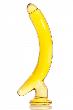 Жёлтый стимулятор-банан из стекла - 16,5 см.  912123 с доставкой 