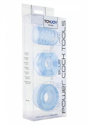 Комплект голубых колец на пенис POWER COCK TOOLS  Toy Joy 3006010217 - цена 