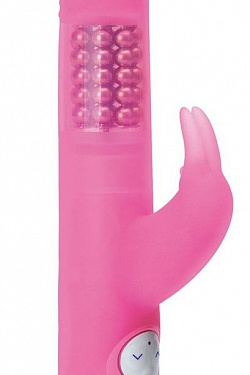 Розовый силиконовый вибратор с шариками и клиторальным отростком - 25 см. Erotic Fantasy HT-R2 с доставкой 