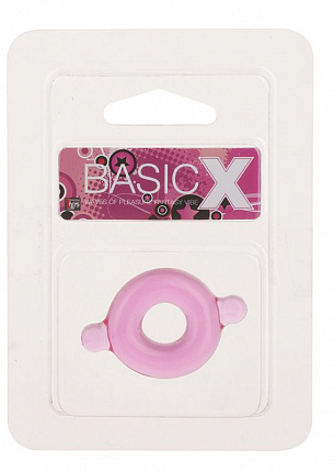 Розовое эрекционное кольцо с ушками для удобства надевания BASICX TPR COCKRING PINK Dream Toys 20674 - цена 