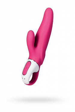 Ярко-розовый вибратор  Satisfyer Vibes Mr. Rabbit с клиторальным отростком - 22,1 см. Satisfyer EE73-867-1017 с доставкой 
