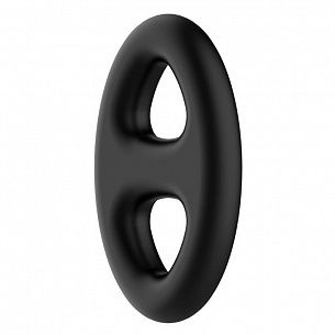 Чёрное эрекционное кольцо с петлёй для мошонки Baile BI-210184 - цена 