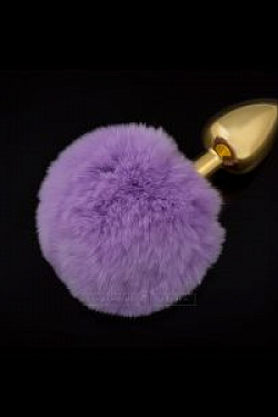 Маленькая золотистая пробка с пушистым фиолетовым хвостиком Пикантные штучки DPSMG022PUR с доставкой 