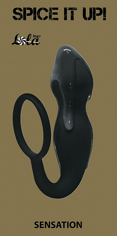 Чёрное эрекционное кольцо Sensation с анальным стимулятором  Lola toys 8005-01lola - цена 