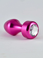 Розовая алюминиевая анальная пробка с прозрачным кристаллом - 8,1 см. Lovetoy RO-L006 с доставкой 