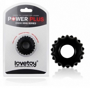 Чёрное эрекционное кольцо POWER PLUS Cockring Lovetoy LV1431black - цена 