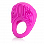 Розовое эрекционное кольцо с щеточкой и вибрацией Silicone Intimacy Enhancer California Exotic Novelties SE-1840-15-3 - цена 