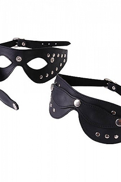 Чёрная кожаная маска с велюровой подкладкой Sitabella 3080-1 с доставкой 