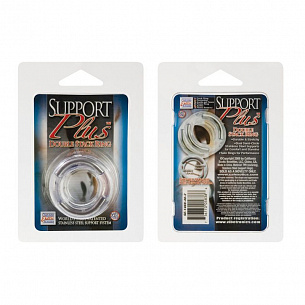 Двойное прозрачное эрекционное кольцо Double Stack Ring с металлическими вставками California Exotic Novelties SE-1469-40-2 - цена 