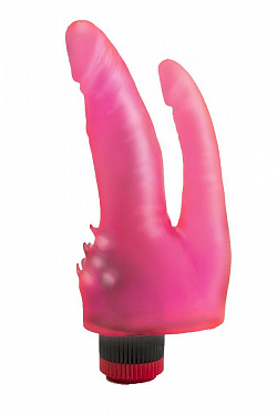 Двойной розовый вибромассажёр с шипами у основания - 17 см. LOVETOY (А-Полимер) 224800 с доставкой 