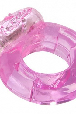 Толстое розовое эрекционное кольцо с вибратором ToyFa 818034-3 с доставкой 