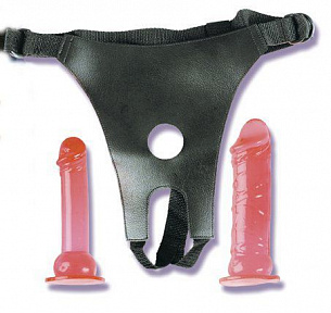      CROTCHLESS STRAP-ON 2 DONGS HOT PINK Seven Creations 2K326CPR BX GP -  