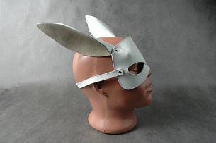 Белая кожаная маска на верхнюю часть лица  Е-РАБбит  Beastly 13330-8 - цена 