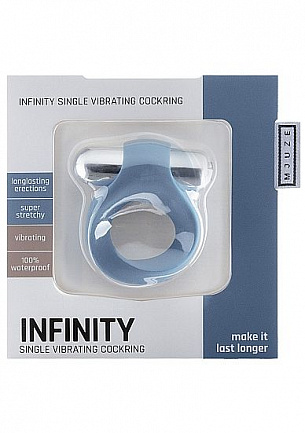 Синее виброкольцо Infinity Single Vibrating Cockring Shots Media BV MJU011BLU - цена 