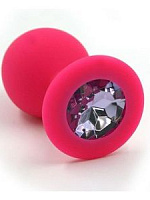 Розовая силиконовая анальная пробка с светло-фиолетовым кристаллом - 7 см. Kanikule KL-S0003M с доставкой 