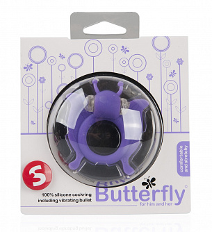 Фиолетовая вибронасадка Butterfly в форме бабочки Shots Media BV SLI004 - цена 