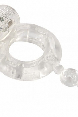 Прозрачное эрекционное кольцо с вибратором и хвостом ToyFa 818039-1 с доставкой 