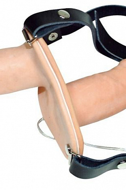 Телесный женский страпон с вагинальной пробкой Strap-On Duo - 15 см. Orion 05671590000 с доставкой 