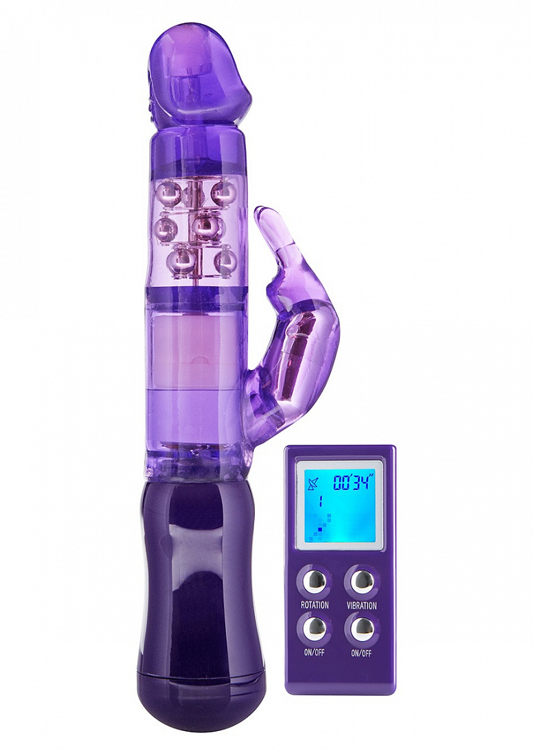 Фиолетовый вибратор-ротатор RABBIT SENSATION REMOTE с пультом ДУ - 23 см. Toy Joy 3006009693 - цена 