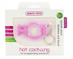 Эрекционное кольцо Hot Cocking розового цвета Shots Media BV SHT060PNK - цена 
