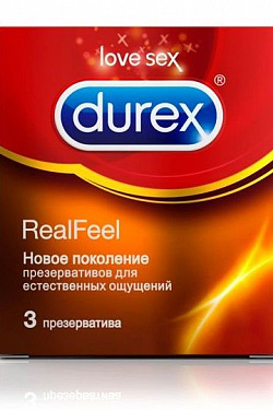Презервативы Durex RealFeel для естественных ощущений - 3 шт. Durex Durex RealFeel №3 с доставкой 
