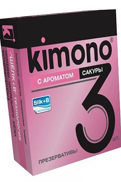 Презервативы KIMONO с ароматом сакуры - 3 шт.  452/1 с доставкой 