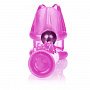 Розовое эрекционное кольцо с вибрацией и стимулятором клитора Hook It Up! Top Loading Beaded Cage Ring California Exotic Novelties SE-1473-33-3 - цена 