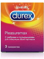 Рельефные презервативы с точками и рёбрами Durex Pleasuremax - 3 шт. Durex Durex Pleasuremax №3 с доставкой 