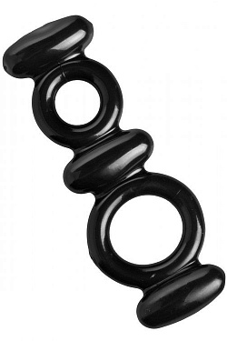 Двойное эрекционное кольцо Dual Stretch To Fit Cock and Ball Ring XR Brands AE180 с доставкой 