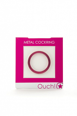 Розовое металлическое эрекционное кольцо Metal Cockring Shots Media BV OU013PNK - цена 