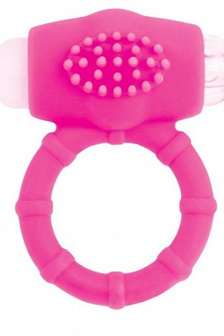 Розовое эрекционное виброкольцо A-toys  769001 с доставкой 