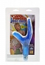 Голубой вибратор в форме трёхпалой руки TWO FINGER JUICY JUNKY NMC 110939 - цена 