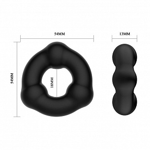 Черное эрекционное кольцо с 3 шариками Baile BI-210183 - цена 