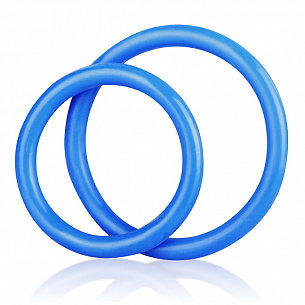 Набор из двух голубых силиконовых колец разного диаметра SILICONE COCK RING SET BlueLine BLM4005-BLU - цена 