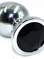 Серебристая анальная пробка из нержавеющей стали с черным кристаллом - 8,5 см. Kanikule AP-AL001-MB с доставкой 