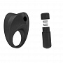 Чёрное эрекционное кольцо B10 с вибрацией OVO B10 BLACK - цена 