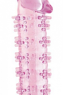 Гелевая розовая насадка на фаллос с шипами - 12 см. ToyFa 818031-3 с доставкой 